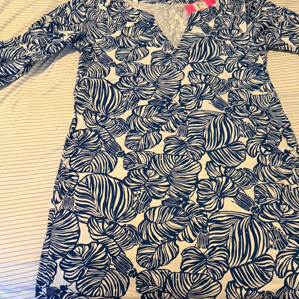 Lilly Pulitzer Dreas Aegean navy beach path 3/4 sleeve sz xl
